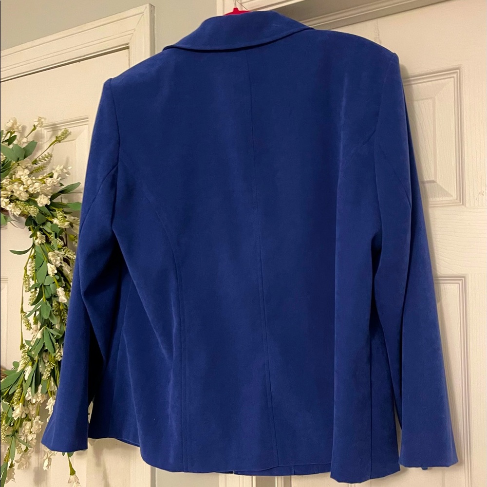 JM Collection Women’s Blue Zippered Blazer - Picture 2 of 4